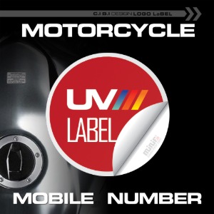 MFDL02 - MOTORCYCLE MOBILE NUMBER UV LABEL 오토바이 주차알림 라벨 스량 5ea