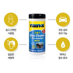 Rain-X 유리세정 발수티슈 (25매)